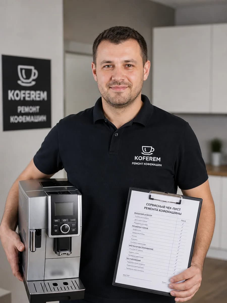 Мастер сервис-центра KofeRem за диагностикой кофемашины